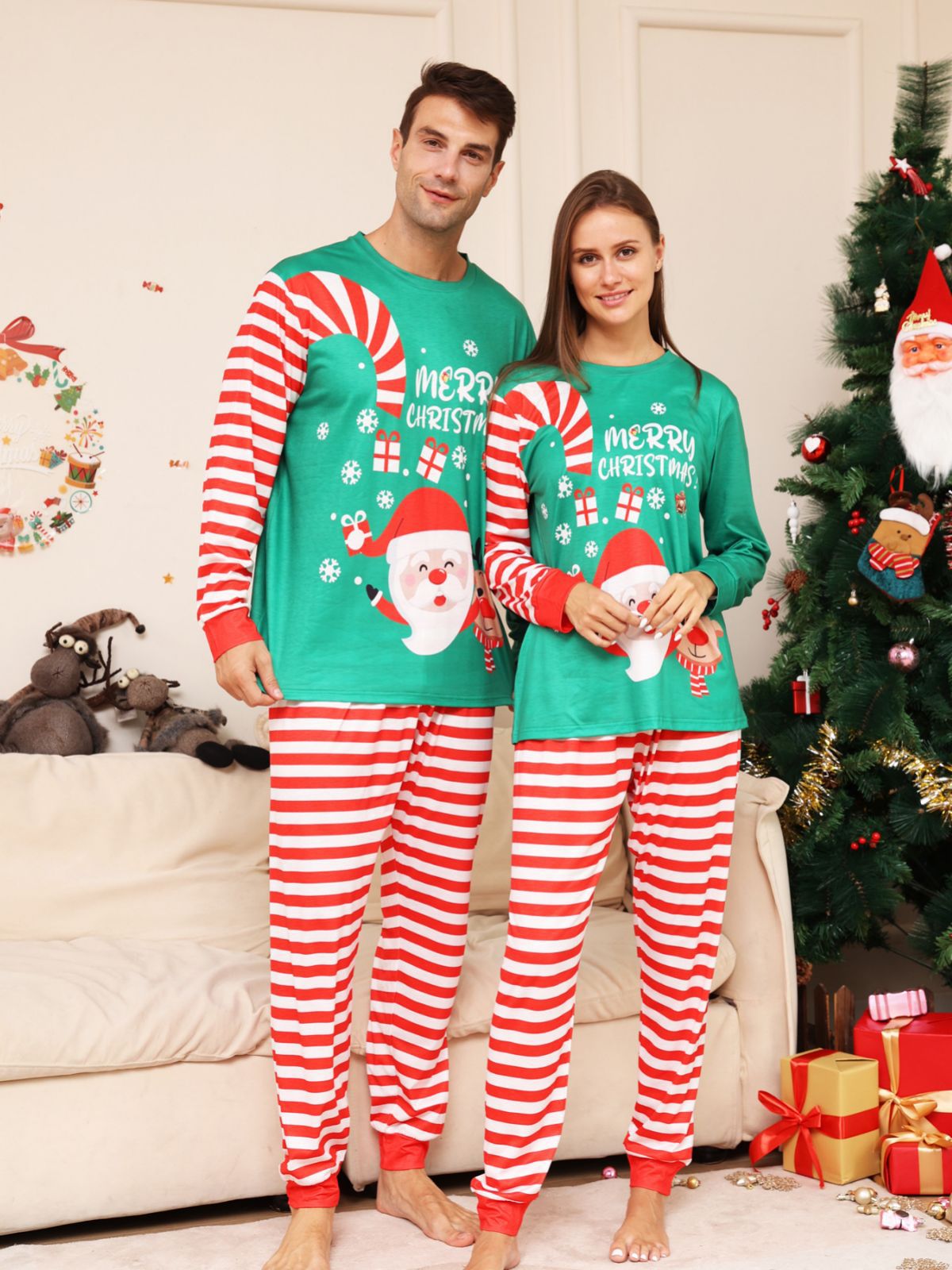 Christmas Parent-Child Pajamas with Santa Fawn