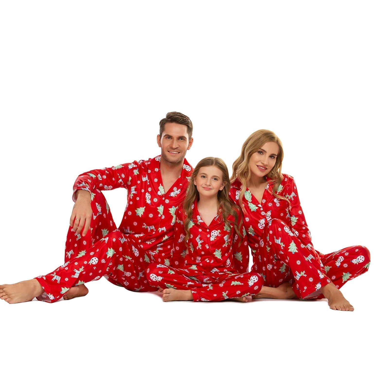 Family Matching Polar Bear Fleece Red Pajamas Sets