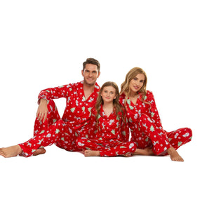 Family Matching Polar Bear Fleece Red Pajamas Sets