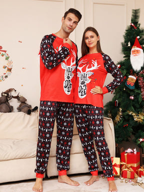 Christmas Family Pajamas Matching Set with Monogrammed Snowflake Fawns