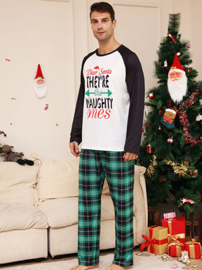 Christmas Parent-Child Classic Plaid Alphabet Cartoon Pajamas