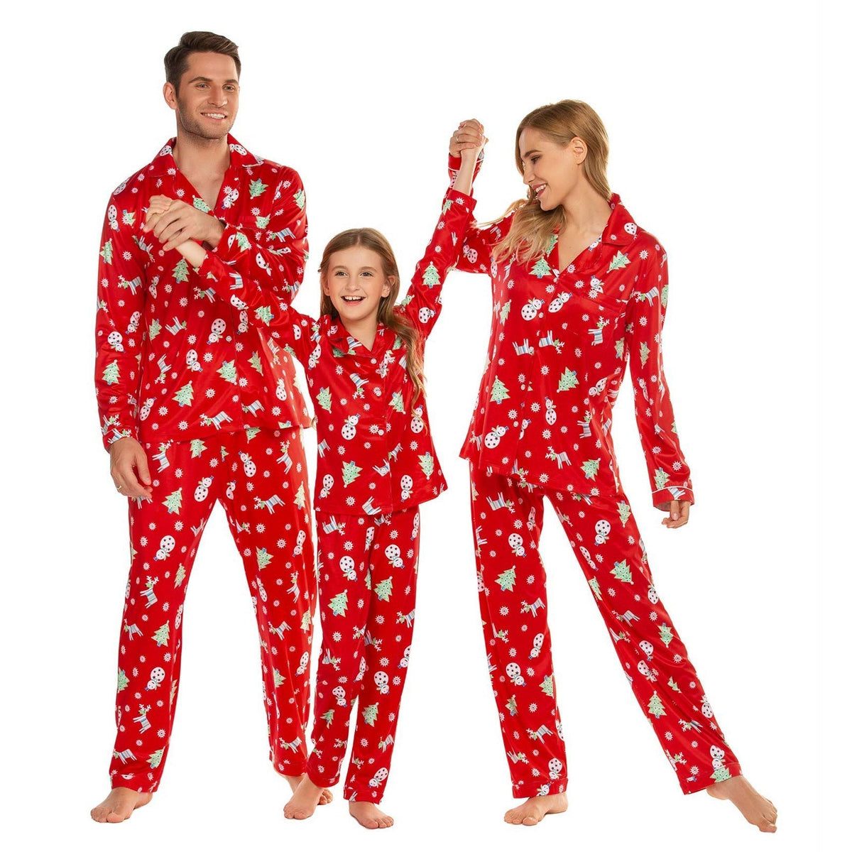 Family Matching Polar Bear Fleece Red Pajamas Sets