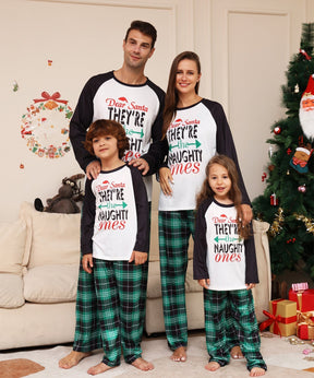 Christmas Parent-Child Classic Plaid Alphabet Cartoon Pajamas