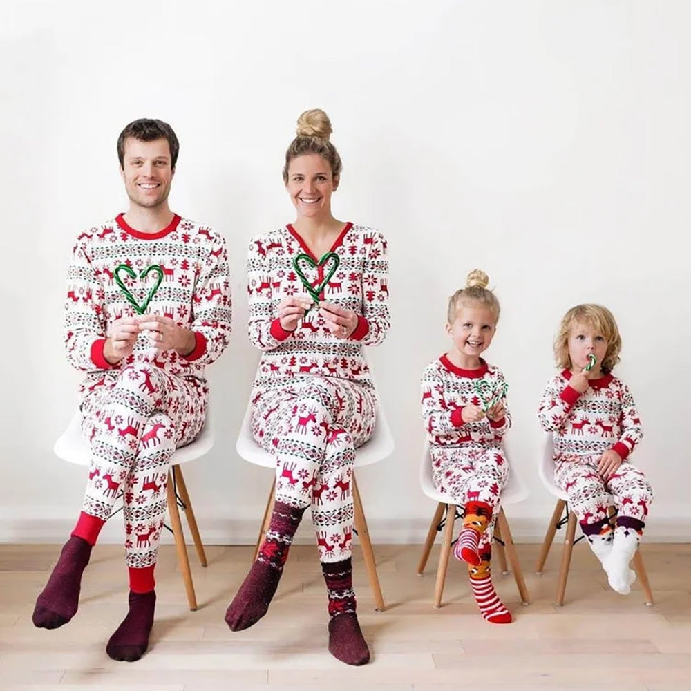 Family Matching Christmas Print Pajamas Sets