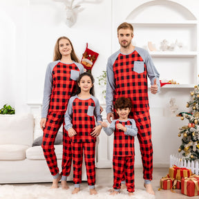 Family Matching Red Black Plaid Pajamas Sets