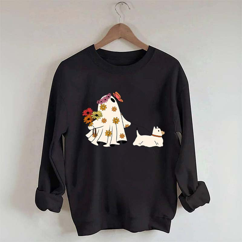 Cute Ghost Walking Dog Sweatshirt