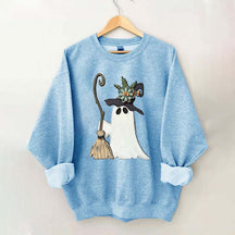 Ghost Witch With Broomstick Sweatshirt