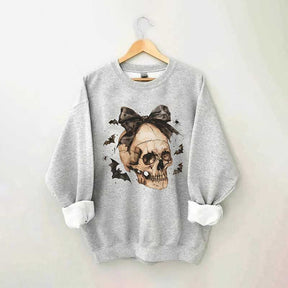 Halloween Skull Bow Sweatshirt