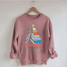 Christmas Book Tree Teachers Sweatshirt