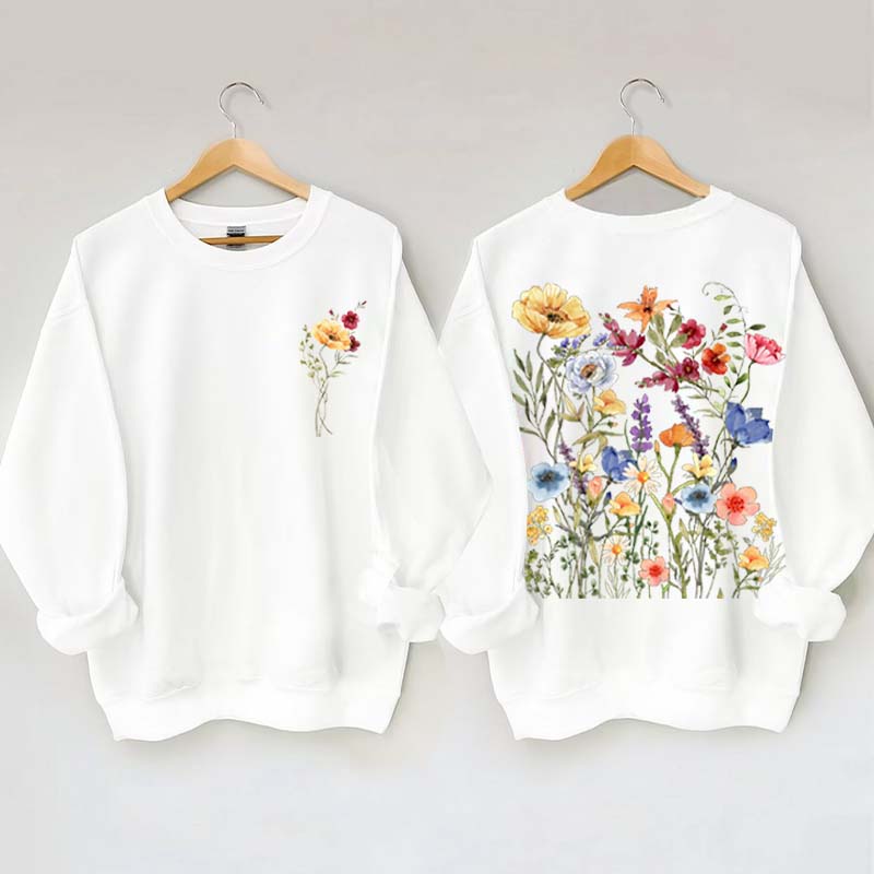 Vintage Pressed Yellow Flowers Sweatshirt