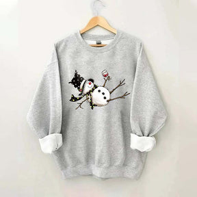 Drunk Snowman Drinking Wine Sweatshirt