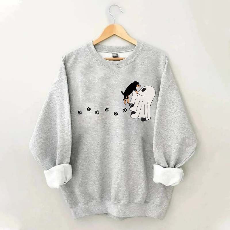 Cute Ghost Dog Halloween Black Sweatshirt