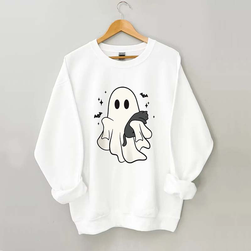 Cute Ghost Black Cats Halloween Sweatshirt