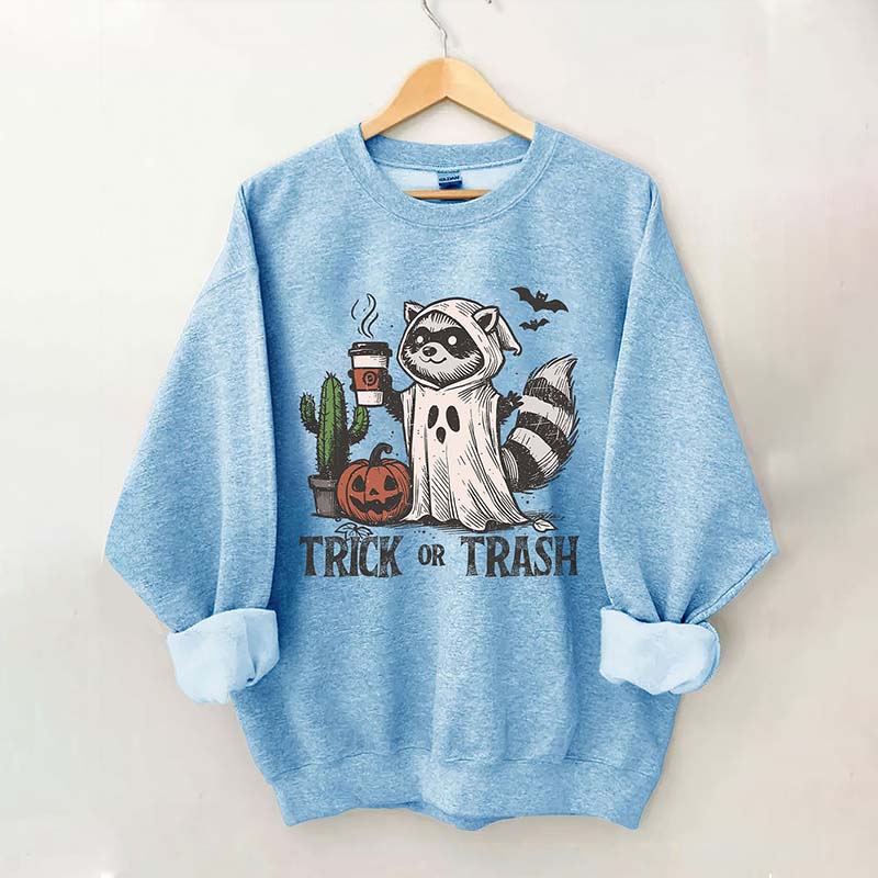 Trick Or Trash Raccoon Halloween Sweatshirt