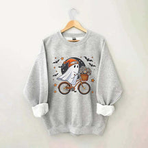 Cute Ghost On Bike Halloween Sweatshirt