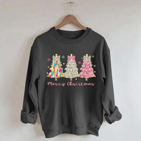 Colorful Glitter Christmas Tree Fall Sweatshirt