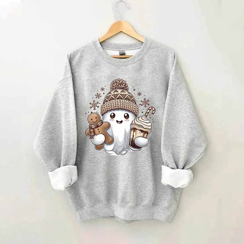 Cute Christmas Ghost Coffee Sweatshirt