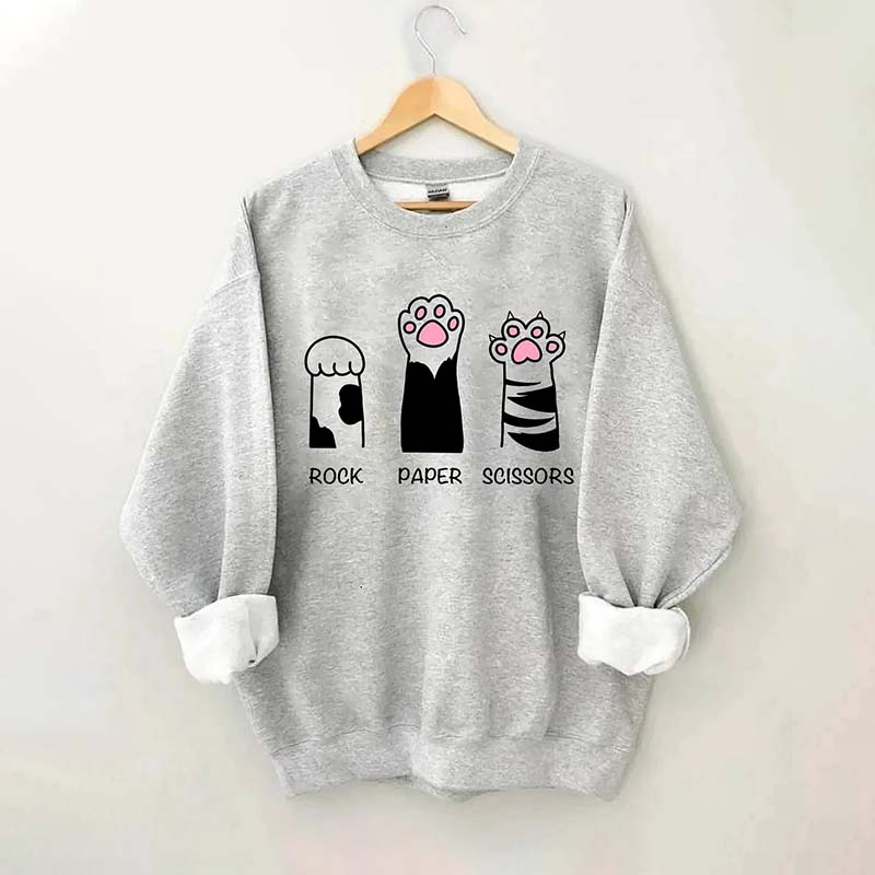 Rock Paper Scissors Cat Sweatshirt