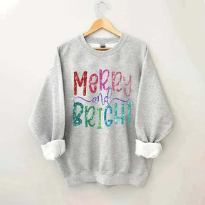 Merry And Bright Christmas Printed Sweatshirt