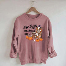 Waiting For Halloween Funny Skeleton Sweatshirt