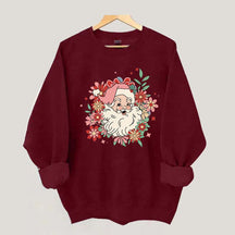 Floral Santa Christmas Daisy Sweatshirt