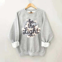 Be the Light Felt Embroidery Christmas Lights Sweatshirt