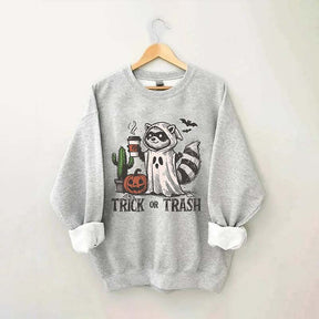 Trick Or Trash Raccoon Halloween Sweatshirt