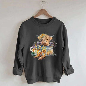 Highland Cow in Metal Tub Sweatshirt