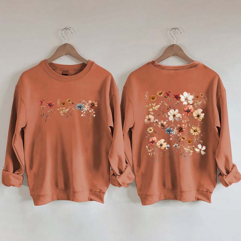 Retro Vintage Pressed Flowers Sweatshirt