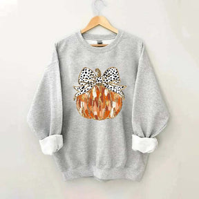 Fall Coquette Gold Glitter Pumpkin Sweatshirt