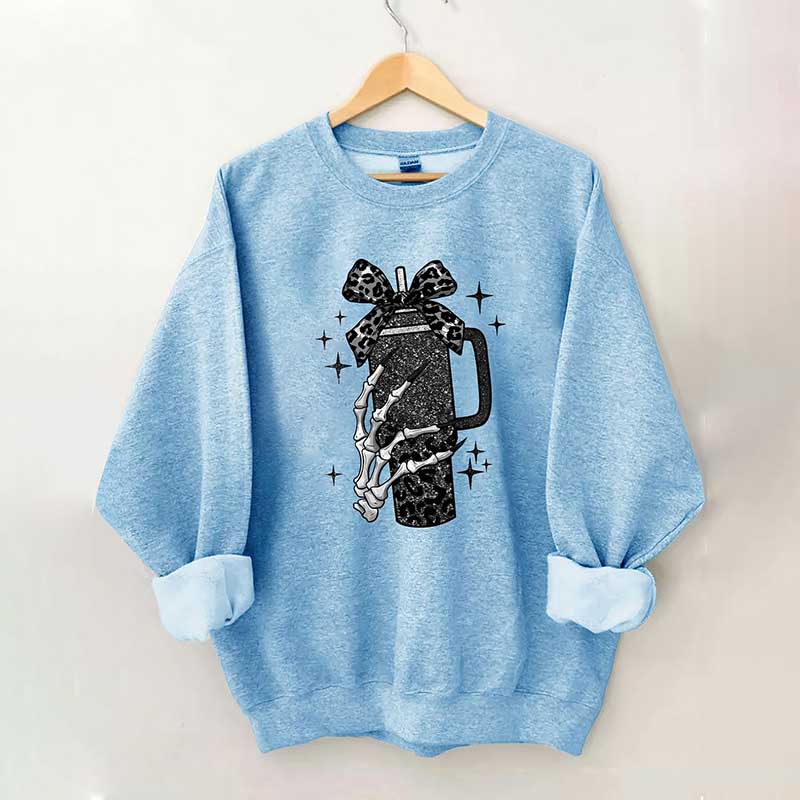 Black Coquette Bow Skeleton Sweatshirt