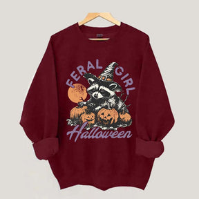 Feral girl Halloween Raccoon Sweatshirt