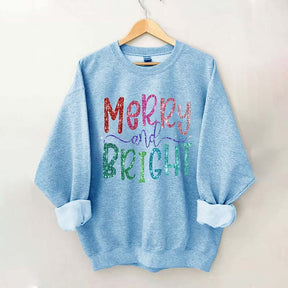 Merry And Bright Christmas Printed Sweatshirt