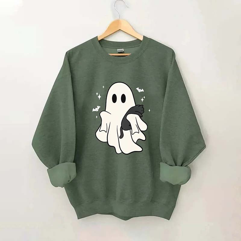 Cute Ghost Black Cats Halloween Sweatshirt