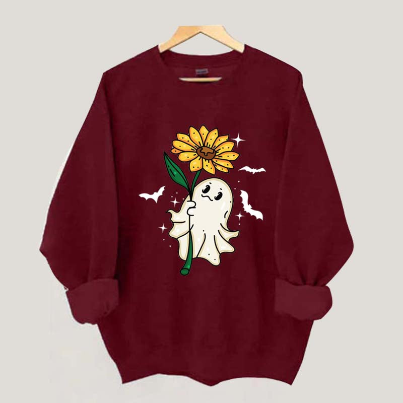 Ghost Sunflower Halloween Sweatshirt