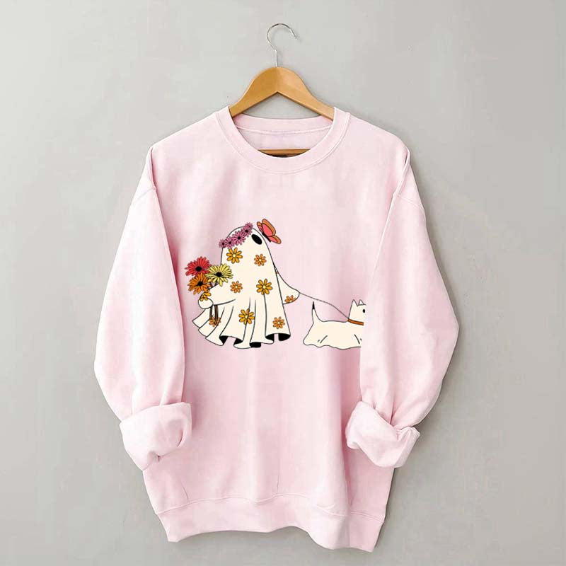 Cute Ghost Walking Dog Sweatshirt