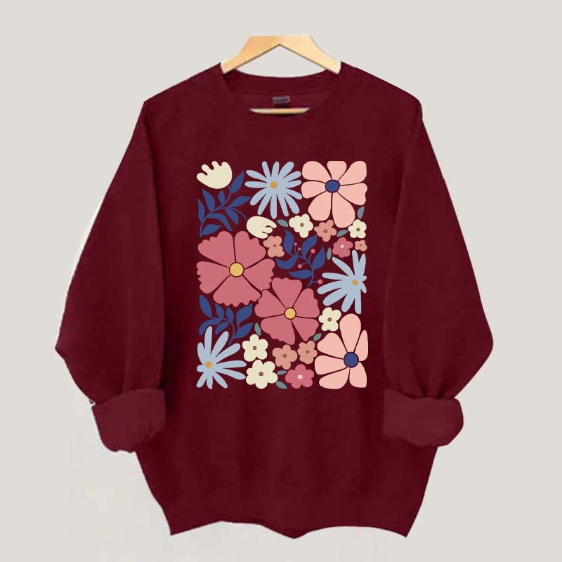 Retro Abstract Daisy Flower Sweatshirt