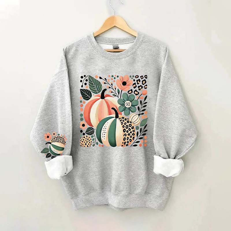 Leopard Pumpkin Boho Fall Sweatshirt