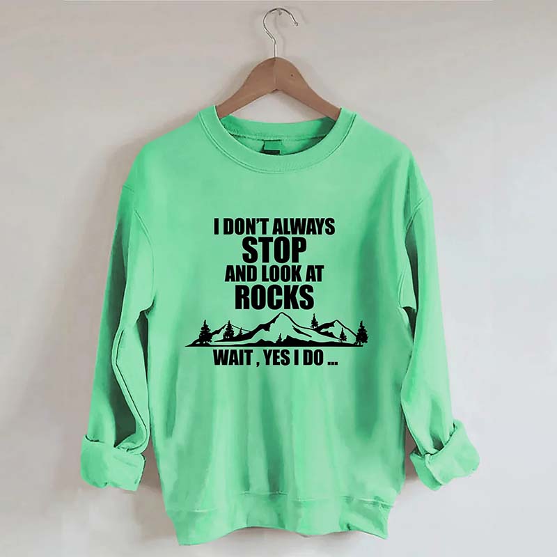 I Don't Always Stop And Look At Rocks Wait Yes I Do Sweatshirt