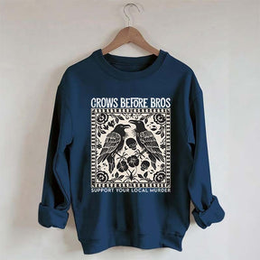 Crows Before Bros Trendy Graphic Sweatshirt