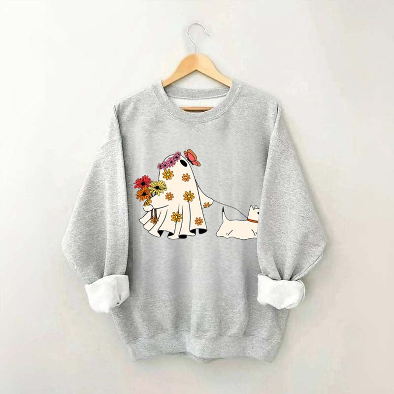 Cute Ghost Walking Dog Sweatshirt