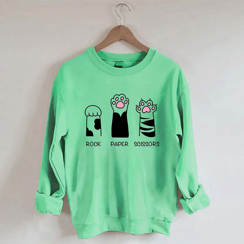 Rock Paper Scissors Cat Sweatshirt