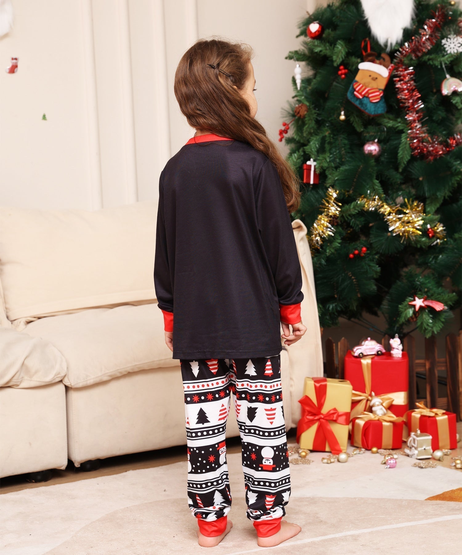 Christmas Parent-Child Alphabet Cartoon Printed Pajamas