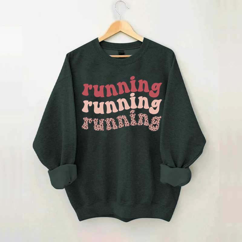 Pink Running Leopard Print Sweatshirt