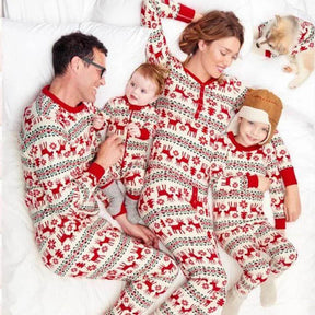 Family Matching Christmas Deer and Snowflake Pajamas Set