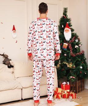 Christmas Parent-Child Pajamas with Monogrammed Cartoon Deer Prints