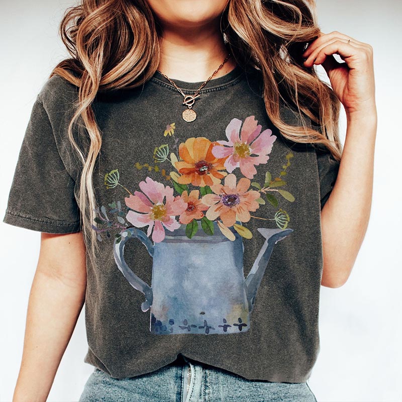 Flowers In A Watering Can Vintage T-Shirt