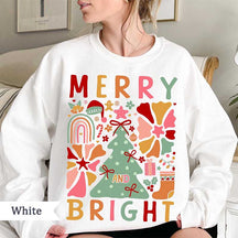 Merry and Bright Boho Flower Sweatshirt