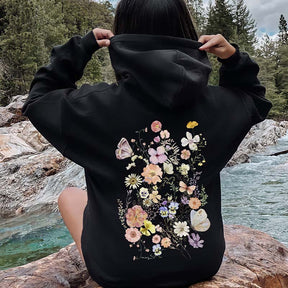 Butterfly Mountain Meadow Pressed Flower Hoodie