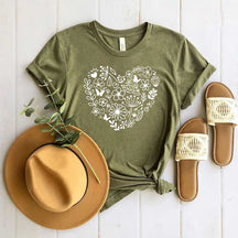 Flower Heart Wildflowers Plant Lady T-Shirt